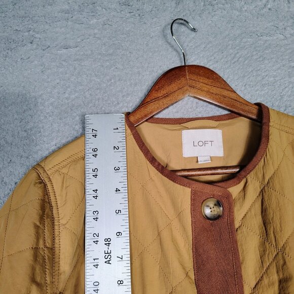 Loft Field Jacket Women's Small Camel Quilted Hi-Low Button Front Outdoor Preppy - Picture 7 of 12